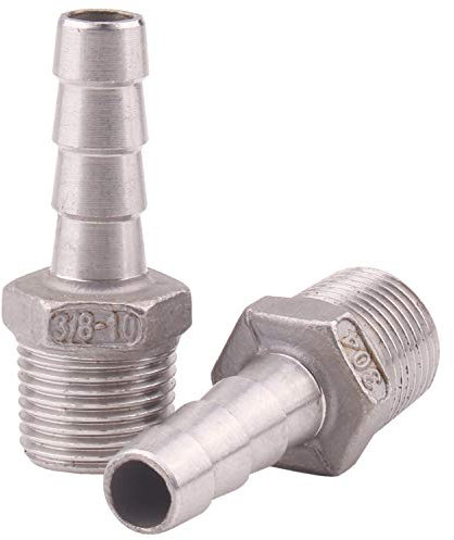 DERNORD Manguera de acero inoxidable de 3/8 pulgadas x macho NPT de 3/8 pulgadas, accesorio de tubería de preparación casera, paquete de 2