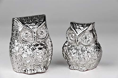 Artra Design GmbH Deko Figur Eule 'Maddy' 2er Set Deko Uhu Tischdeko Geschenk Silber