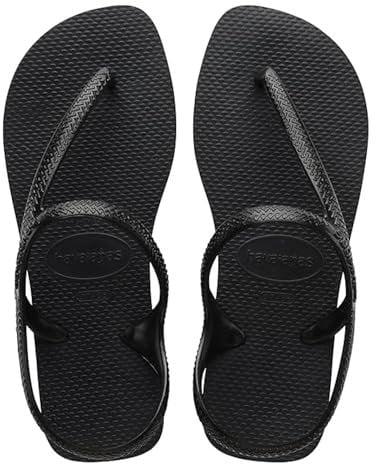 Havaianas - Flash Urban, Sandalias Cómodas, Elegantes y Versátiles, Cierre en Tobillo, Tiras Metálicas Cruzadas, Mujer, Negro, 33/34 EU