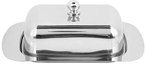 Edelstahl Butter Teller Käseplatte mit Deckel Lebensmittel Aufbewahrungsbox Dessert Container Tray mit Deckel isoliert Butterdosen Butterbehälter