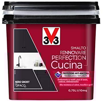 V33 SMALTO RINNOVARE PERFECTION CUCINA Nero Smoky Opaco 0,75 L