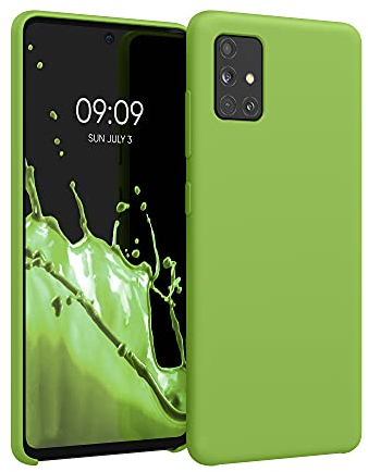 kwmobile Hülle kompatibel mit Samsung Galaxy A51 Hülle - Silikon Handy Case - Handyhülle weiche Oberfläche - kabelloses Laden - Grüner Pfeffer