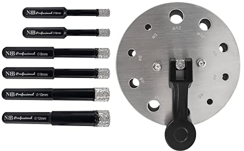 NBB Punte diamantate con codolo esagonale, per foratura a secco in porcellana dura, ceramica, piastrelle, granito, marmo, meglio bagnate, utilizzate in trapani con filo o cordless (7, 6/6/8/8/10/12mm)
