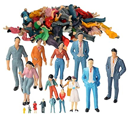 Sharplace 1/200 Personnages de Miniature avec Accessoire, Figurine pour Modélisme, Diorama - 100 Pièces 1/200