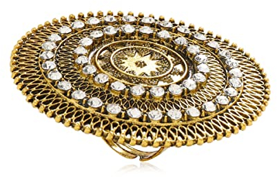Boho-Ring mit übertriebenem Zirkonia, für Damen und Mädchen, verstellbar, Bohemian-Stil, antiker Mosaik-Kristall, erweiterbar, groß, offen, bequeme Passform, Retro-Stil, indischer Bollywood-Stil,