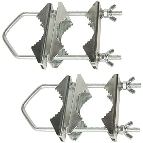 2Pcs Double Antenna Mast Clamp Heavy Duty Anti-Rust Mast to Mast Mount Bracket Kit with V Jaw Block & V-Bolt for Ham, CB, TV Antenna,Flag Pole,Fishing Rods,Parasols
