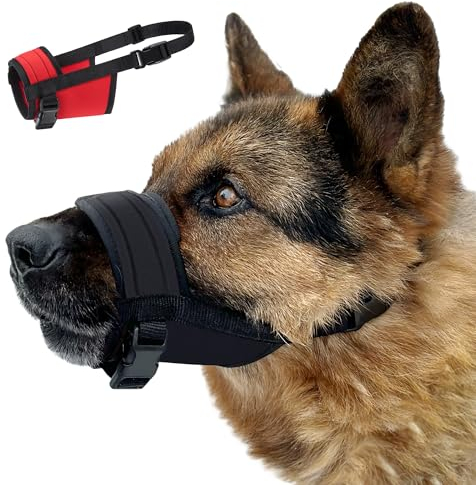 CollarDirect Maulkorb – Verstellbarer, weicher, atmungsaktiver Nylon-Mundschutz für kleine, mittelgroße und große Hunde, Anti-Kauen, Bellen und Beißen (Schwarz, L/XL)