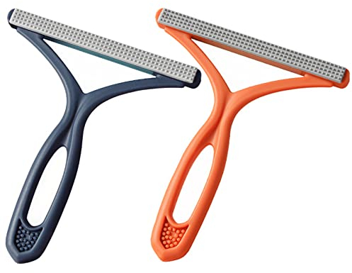 Magische Pfoten,Tianher Doppelseitiger Manueller Fusselentferner,Manueller Fuzz Shaver für Wolle Kaschmir und Tierhaare Dog Hair, Cat Hair, Clothes, Sofa, Bed, Carpet(blau*1+Orange*1)