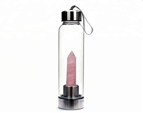 Natürliche Kristallwasserflasche Rosenquarz Rosa Kristall Wiederverwendbare Wasserflasche Aus Edelsteinglas Heilstab Point Kristall Obelisk Wasserflasche Elixier Für Die Herstellung Von Kristallwasser