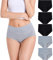 HAVVIS Unterhosen Damen Stretch Baumwolle Hohe Taille Slips Weich Atmungsaktiv Bequeme Unterwäsche Mehrpack (S, C02-5er Pack - 3schwarz, 2Grau)
