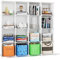 FUNLAX Cube Storage Unit, 16 Cube Bookcase Bookshelf Portable Bathroom Storage Plastic Cube Organiser Stackable Cube Shelving Unit for Clothes Books Toys Yarn Shoes