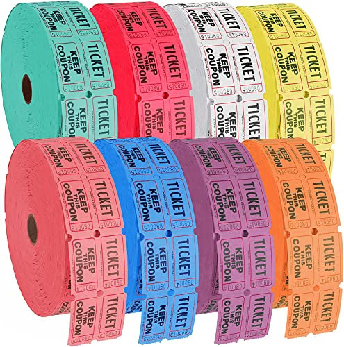 Lot de 8 rouleaux de 2 000 tickets d'événement - Lot complet de 8 couleurs