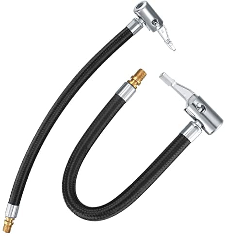 2 Piezas Adaptador de Manguera de Inflado de Neumáticos, 35cm Motocicleta Coche Trenzado Flexible Clip en Neumático Bomba Adaptador Manguera Aire Herramienta