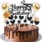 Cake Decoration Birthday Cake Happy Birthday Cake Decoration Black Gold 75th Birthday Women Men Cake Decoration Glitter Cake Topper