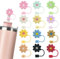 Velaco 12 Pack Silicone Straw Cover Caps Compatible with Stanley 30 and 1.2L Cups, 10mm Cute Flower Straw Toppers for Drinking Glasses, Dustproof Straw Caps for Reusable