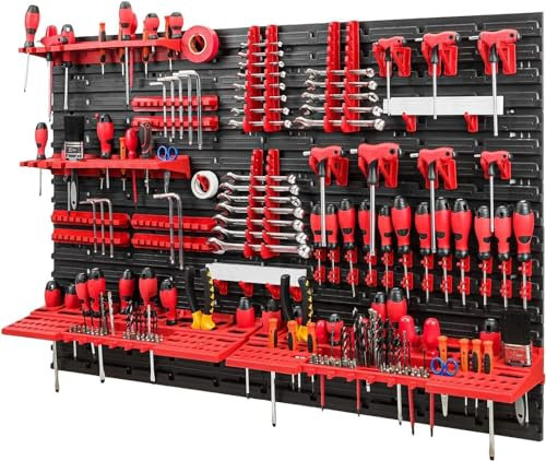 WALL MOUNTED TOOL PEG BOARD SET GARAGE STORAGE BINS WORKSHOP RACK SHED ORGANISER 50 MODELS VARIOUS SHAPES AND LAYOUTS SMALL MEDIUM LARGE (Model 2)