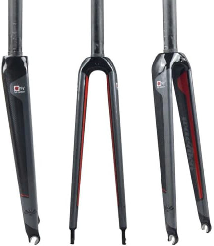 HIMALO Kohlefaser Starre Gabel 700c Rennrad-Gabel C-Bremse 1-1/8'' Gerades Rohr Gewindelos Vorderradgabel 28,6mm Leichtgewicht QR 9x100mm