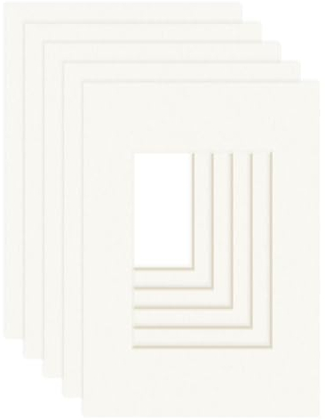 DEHA Design Passepartout (5er Set) Karton 21x29,7 cm (DIN A4) für Bilder im Format 13x18 cm, Elfenbein