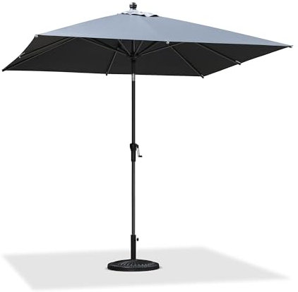 PURPLE LEAF Parasol de Jardin Exterieur Inclinable 250 x 250 cm, Parasol Droit Carré avec Manivelle Mât Central en Aluminium Toile Protection UV pour Balcon Terrasse Patio, Gris clair