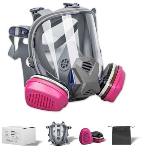 HUGUARD Wiederverwendbare Gasmaske, Staubmaske Chemische Sprühmaske mit Organischer Dampffliter Partikelschutz Beim Schweißen, Schleifen, Bau, Bergbau, Holzbearbeitung Usw