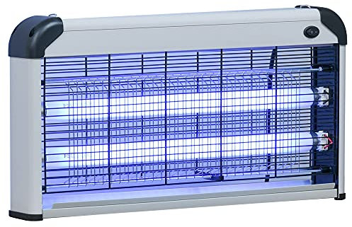Outsunny Lámpara Antimosquitos Eléctrico 30W Mata Moscas Eléctrico Interior con Luz UV Efecto 60 m² para Jardín Terraza Patio 48,5x8,5x26,5 cm Plata