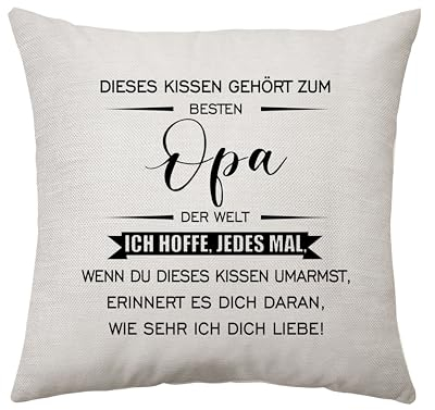 Aconesong Kissen Gehört zum Besten Opa - Geschenke von Enkel Enkelin, Deko Kissenbezug für Geburtstag Vatertag, Quadratische Taille Kissenbezug