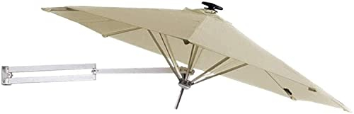 KKMNDE Sonnenschirm, Sonnenschirm, Gartensonnenschirme, 250 cm, Wandmontage, mit Solar-LED-Leuchten und Metallstange, Sonnenschirm für den Außenbereich, Garten, Terra