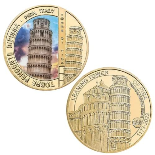 REIWAN Gedenkmünze Italienische Architektur Schiefer Turm Von Pisa Vergoldete Gedenkmünze Challenge-Münze Sammlergeschenk