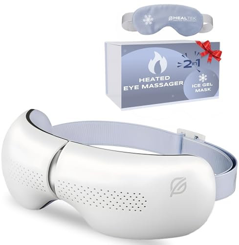 Premium Augenmassagegerät mit Wärme & Kühlung Gel Maske Beheiztes Augenmassagegerät für Migräne mit Bluetooth & Weißem Rauschen Massagemaske für Verspannungen & Stressabbau, Geburtstagsgeschenk