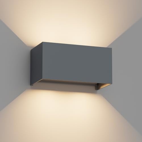 Howskys 24W LED Wandleuchte aussen, 3000K Warmweiß Einstellbarer Lichtstrahl Außenwandleuchte, außenleuchte wand für Terrasse Eingang Garten, Aluminium, IP65 Wasserdicht, Anthrazit