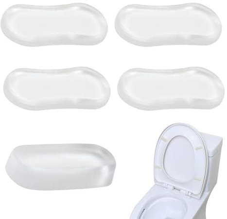 5 WC Sitz Abstandshalter für Bidet, WC Deckel Stoßstange Gummi mit Stark Kleber, WC Sitz Ersatzteile, Klar Puffer Toilettendeckel Silikon Befestigung, Geräuschreduzierung, Einfache Bedienung