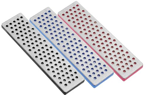 PATIKIL Skischliff Diamantstein 100mm, 3er Pack 240/360/500 Körnung Grob/Fein Skikanten-Schleifstein Diamantfeilen Snowboard Schleifstein, Schwarz/Blau/Fuchsia
