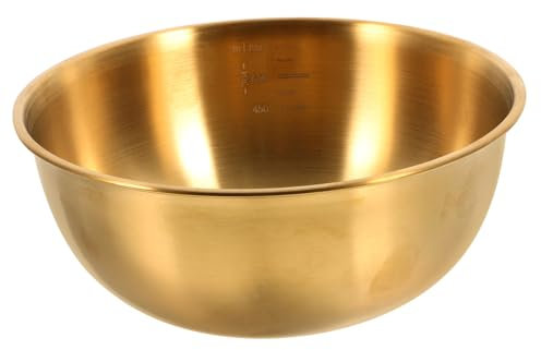 SHOWERORO Stainless Steel Cold Noodle Bowl Salad Bowl Kitchen Prep Bowl Rice Bowl Microwavable Mixing Bowls Insulated Soup Bowl Ramen Bowls Microwave Soup Bowl Gold Bowl Pasta Golden