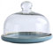 Gaxcent Kuchenhaube Keramik Kuchenplatte Glas, Kuchenglocke Ständer Tortenständer Glashaube Lebensmittel Abdeckung Für Hochzeit Geburtstag Party,Blau,25cm