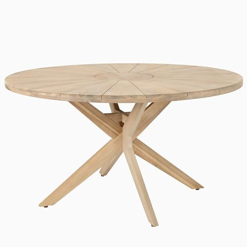 Riess Ambiente Runder Gartentisch KOPENHAGEN - 140cm - Natur Akazie - Massivholz Outdoor wetterfest