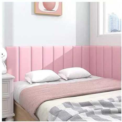 Autocollant mural 3D imperméable pour tête de lit capitonnée Rose 80 x 50 cm