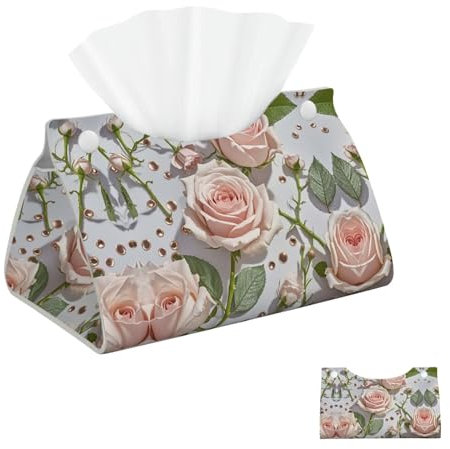 Taschentuchbox-Abdeckung, PU-Leder, rechteckig, Rouge, Rosa, Roségold, Taschentuchbox, dekorativer Serviettenspender, Papierhalter für Nachttisch, Küche, Bad, Büro, 20,1 cm L x 12,4 cm B x 11,4 cm H