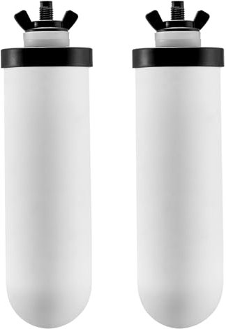 VEVOR Filtres à Eau de Rechange Lot de 2, Purificateur d’Eau Compatible avec la Plupart des Marques, Filtre à Charbon Actif et Céramique pour Système de Filtration d'Eau par Gravité, Blanc, Domicile