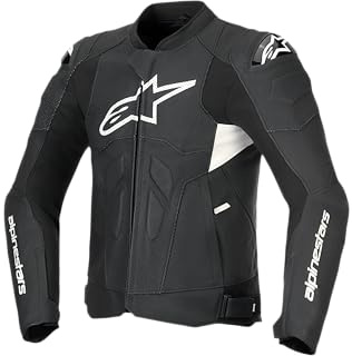 Alpinestars Dusk Airflow perforierte Motorrad Lederjacke, schwarz/weiß, 56