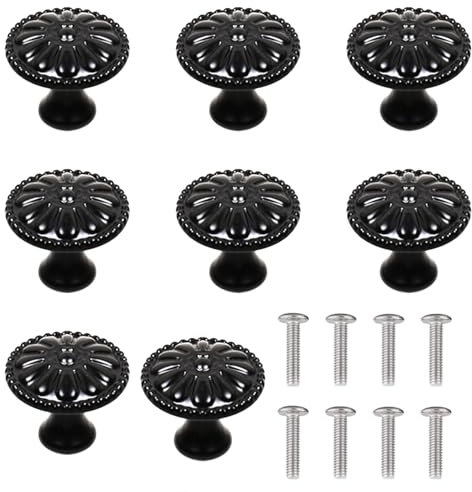 Hsrag 8 Pcs Black Vintage Cabinet Knobs, Oil Rubbed Bronze Drawer Knobs for Chest of Drawers, 30mm Retro Bronze Drawer Pull Handle