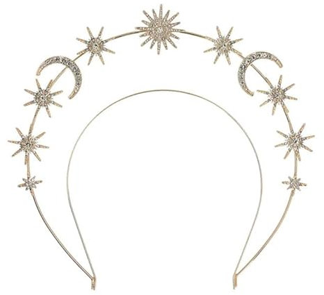NEU Sonne-Mond-Sterne-Krone auf Haarreif, gold