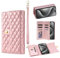 Elegant Grid Design For IPhone 16 Small Style Durable Zip Closure Caseology compatible with Iphone 13 Pro Max (15x16x3cm) Pink