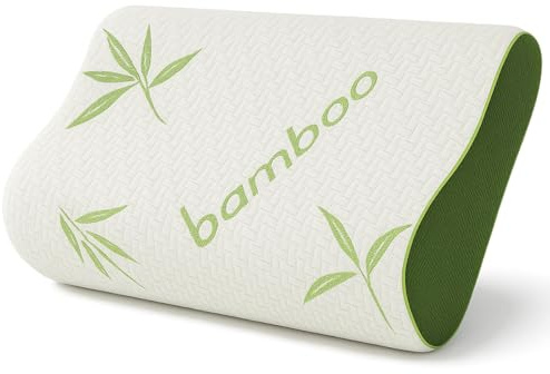 Egypto Bamboo Memory Foam Pillow – Orthopedic Cervical Pillow for Neck Pain & Shoulder Pain – Eco-Friendly & Hypoallergenic Pillows – Breathable Ergonomic Pillow for Side & Back Sleepers Large 40x60cm