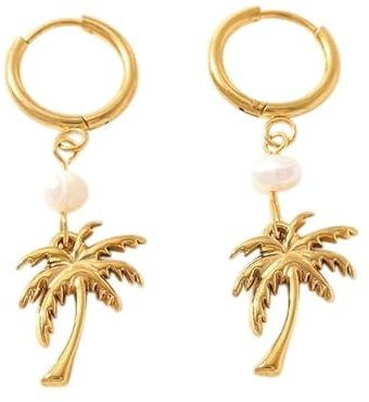 Lorram Jewellery Gold Palm Tree Earrings
