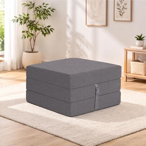 SAPPHIRE Bed Guest Foldable Z Bed Chair | Water Resistant Removeable Cover | Sleepover Sofa Futon Mattress | Bedroom Living Room Furniture | Soft, Lightweight & Comfy Ergonomically Designed (Grey)