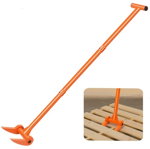 AugFir 48 Pallet Buster, 110 Degree Decking Pry Bar, Heavy Duty Carbon Steel Deck Board Removal Tool for Deck, Pallet, Standing Hardwood Board Demolition Without Lower Back Pain & Knee Pain (Orange)