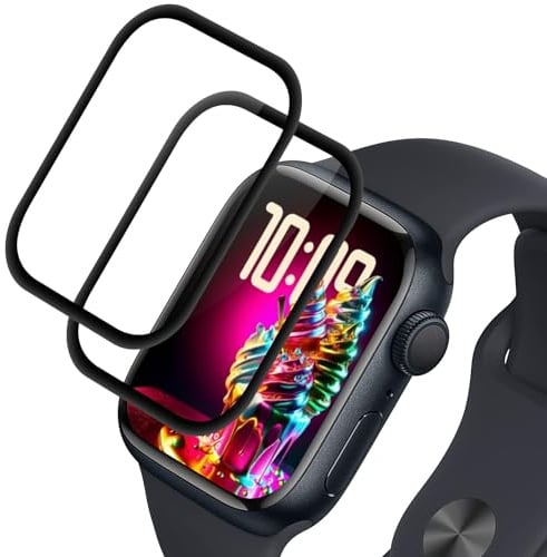 Elecshion 2 Pièces Verre Trempé pour Apple Watch Series 7/8/9 45mm,verre tranper, Vitre Protection de Anti Rayures, Haute Sensibilité, Sans Bulles, ecran de verre