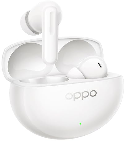 OPPO Enco Air5 Pro Auricolari Bluetooth 6.0 con cancellazione attiva del rumore 55 dB, batteria fino a 54 ore, suono Hi-Res LHDC, bassa latenza 94 ms, IP55, bianco