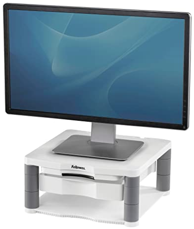 Fellowes Premium Plus Adjustable Monitor Stand, White