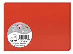 Clairefontaine 11371C Packung mit 25 Karten Pollen in Format C6, 110 x 155mm, 210g, Korallenrot